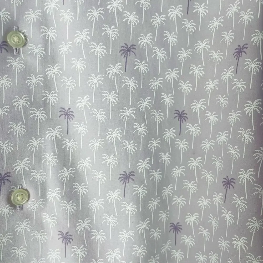 Banana Republic purple white palm tree tropical summer button front shirt XL